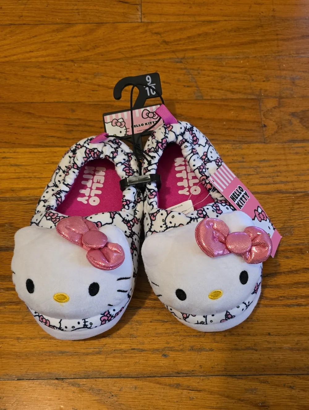 Hello Kitty White and Pink Plush Slip-On Slippers for Kids